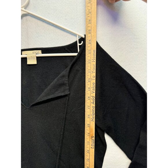 Evie Long Sleeve Sweater Blouse V-Neck Tie  Black Lightweight Soft Size Large - Picture 4 of 6